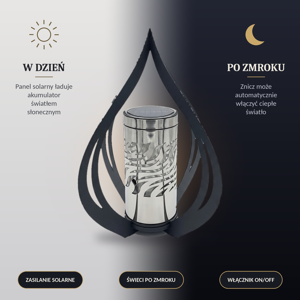 Znicz Rakieta: w dzień ładuje się ze słońca, po zmroku daje ciepłe światło